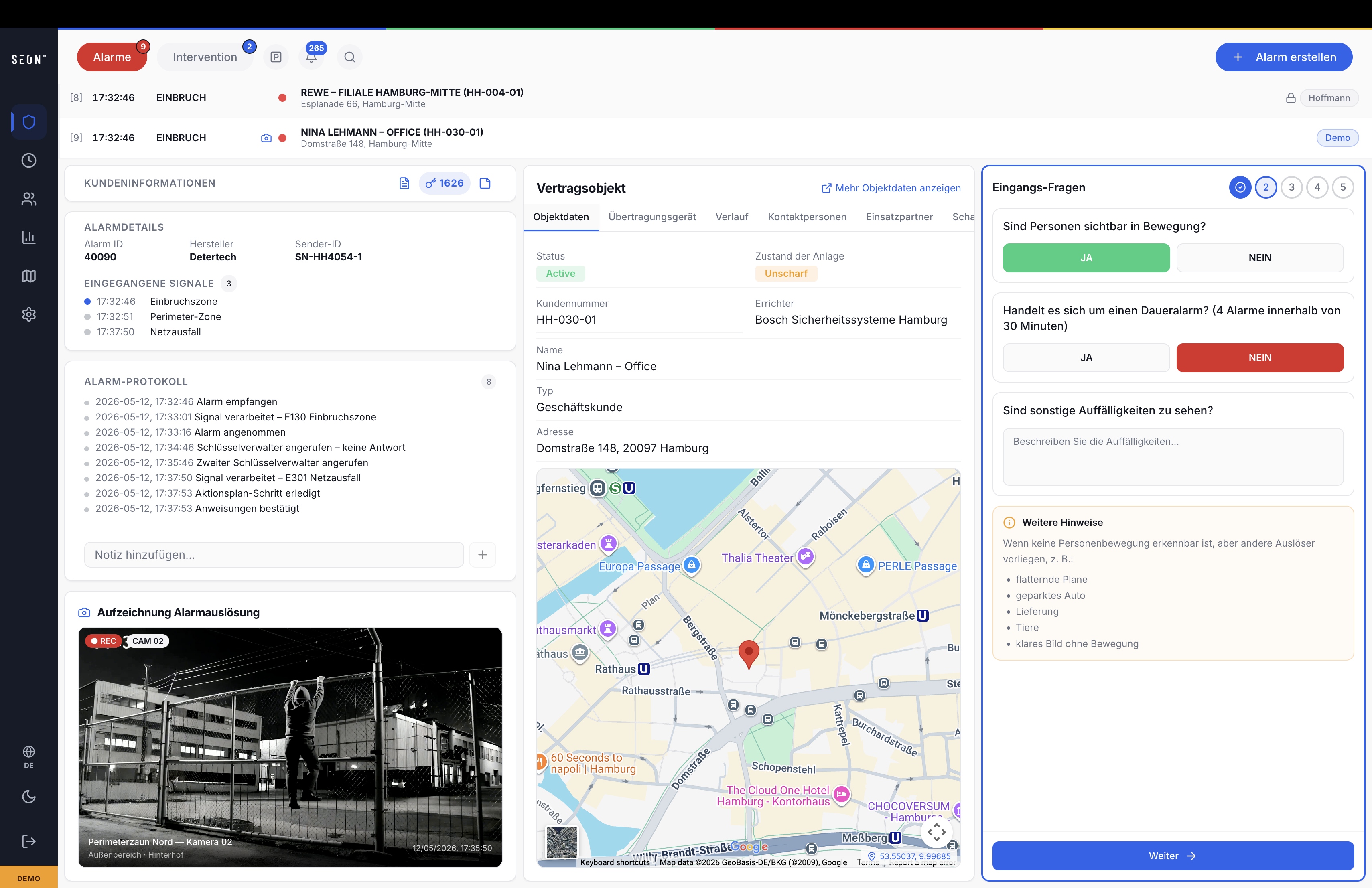 SEON Alarmmaske · Disponenten-Workspace