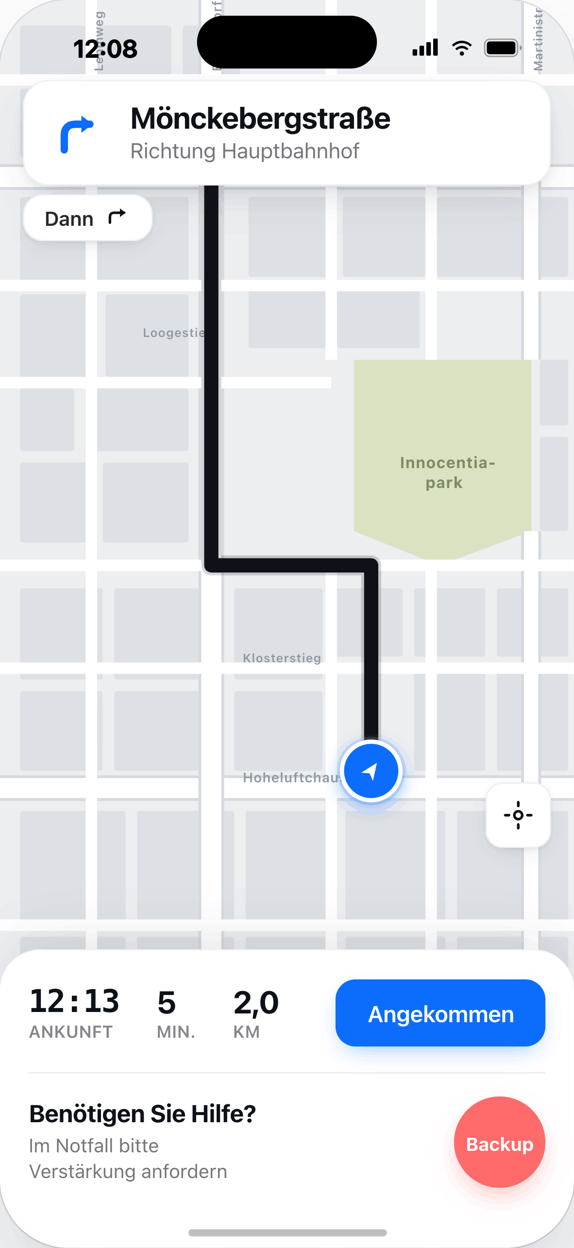 SEON Disposition-App · Navigation zum Einsatzort